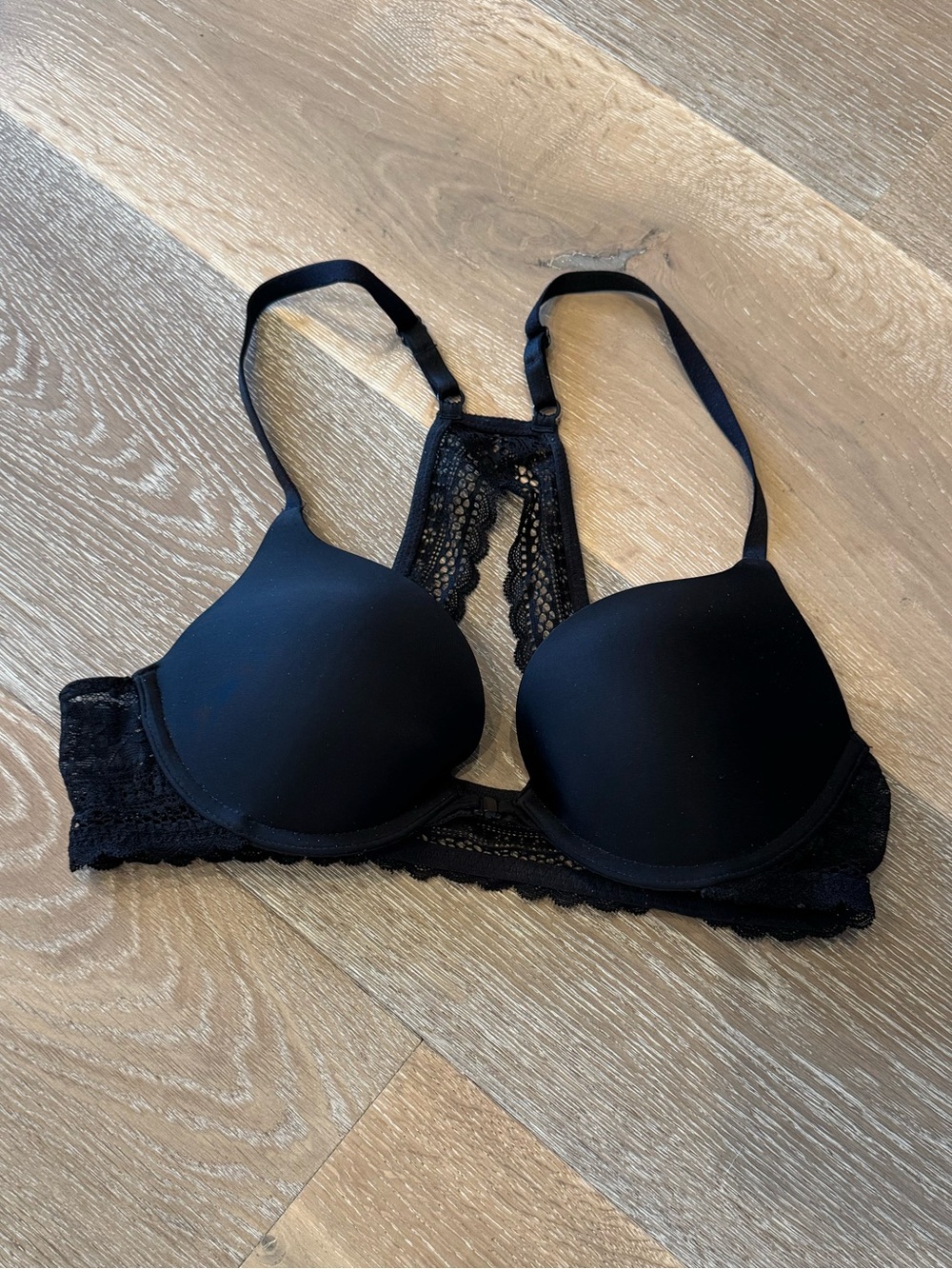 Victoria's Secret Black Racerback Push-Up Bra with Lace Back